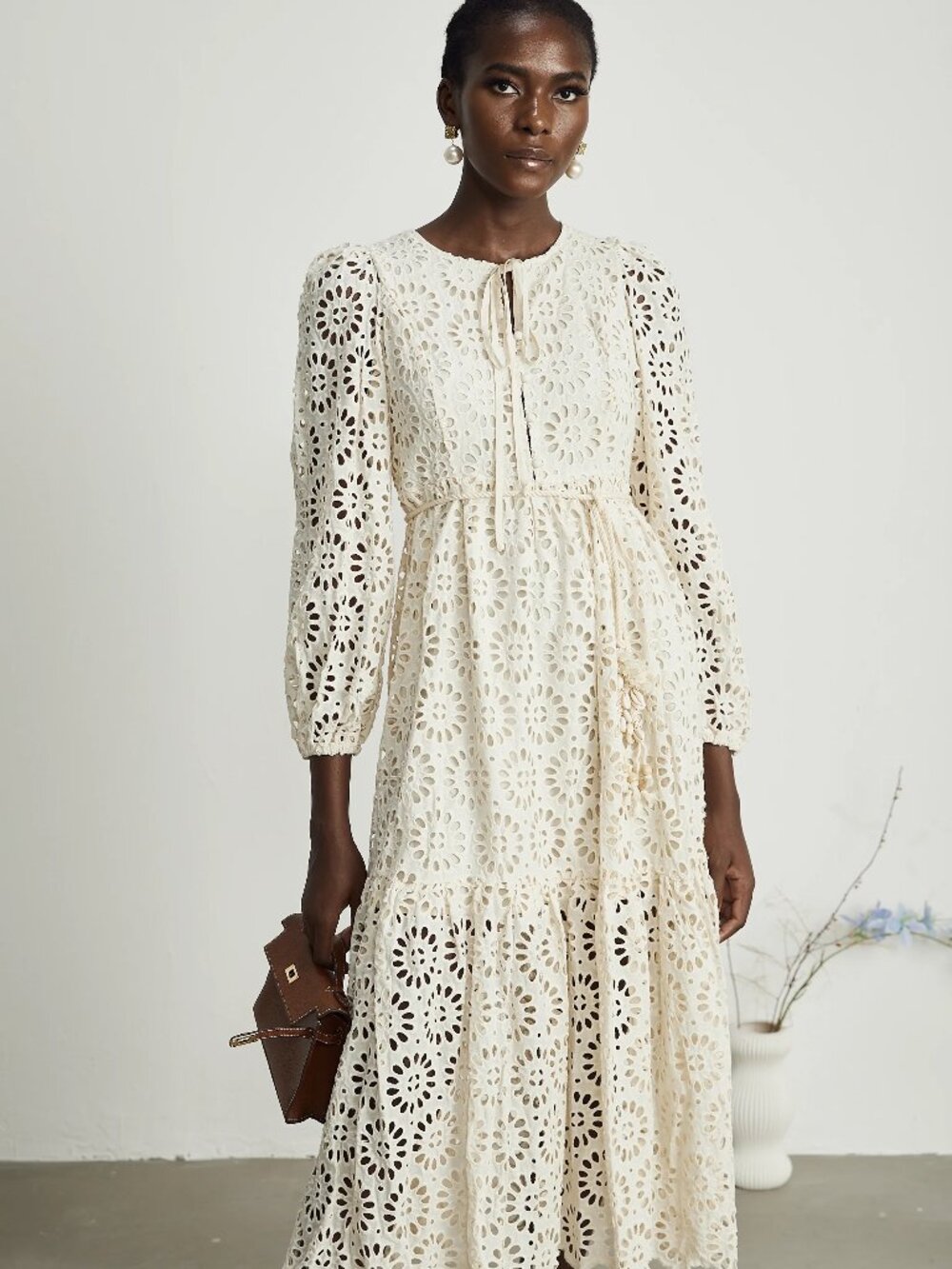 Beulah Eyelet Long Sleeve Maxi Dress